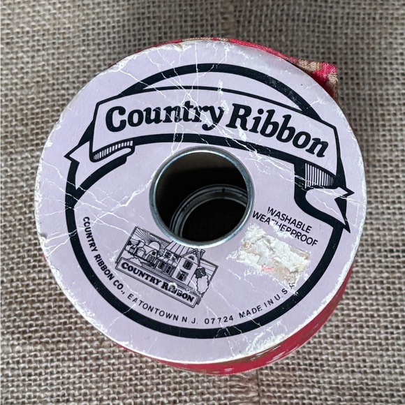 Vintage Country Ribbon Teddy Bears Love Hearts Red Fabric Ribbon Valentines Day - Picture 3 of 4